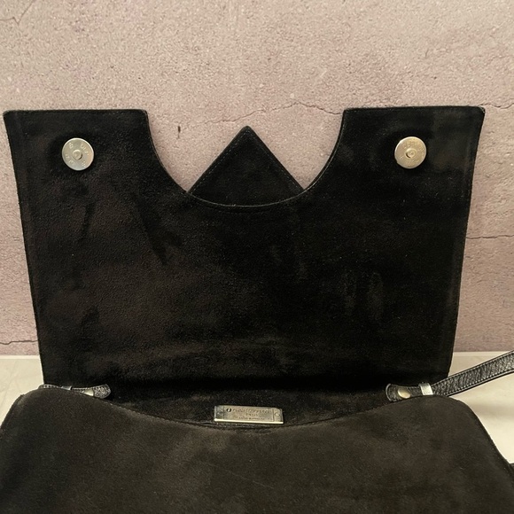 Vintage Charles Jourdan Black Suede Crossbody Clutch Bag Leather Interior - Picture 4 of 14